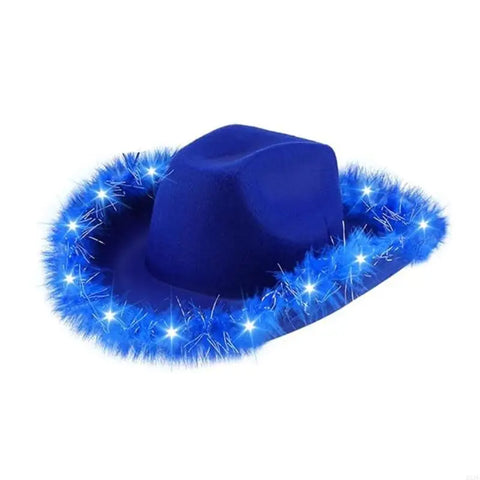 DXAE LED Cowboy Hat for Women Men Flashing Club Hat Western Cowgirl Hat Adult Unisex Costume Hat Halloween Party Headpiece