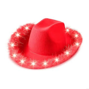 DXAE LED Cowboy Hat for Women Men Flashing Club Hat Western Cowgirl Hat Adult Unisex Costume Hat Halloween Party Headpiece