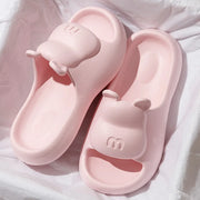Summer Women's Cute Bear Slippers Cartoon Bathroom Flip Flops Anti Slip Light EVA Soft Sole Shoes Outdoor Sandals Beach Slides
