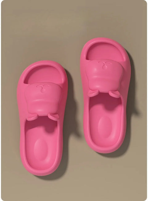 Summer Women's Cute Bear Slippers Cartoon Bathroom Flip Flops Anti Slip Light EVA Soft Sole Shoes Outdoor Sandals Beach Slides