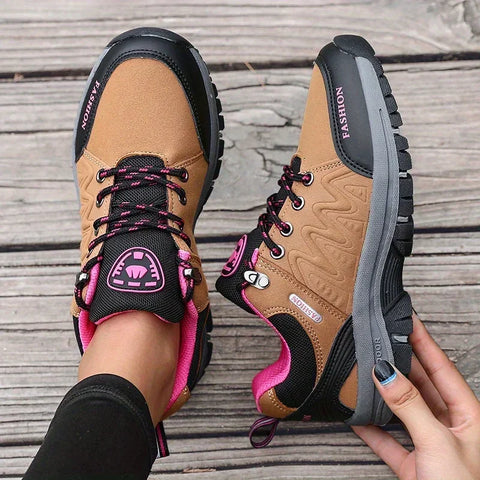 Retro Women's Hiking Shoes Summer Fashion Version Anti Slip Thick Soled Shoes Outdoor Fitness Training Lace Up Casual Sneakers