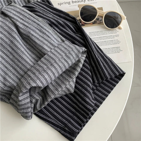 Contrasting Striped Wide Suit Pant 2025 High Waisted Loose Fit Slimming Straight Leg Mop Pants