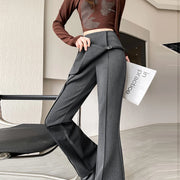 Gray Irregular High Waist Fake Two Pcs Flare Suit Pants Loose New Trousers Women Fashion Tide Spring Autumn 2025
